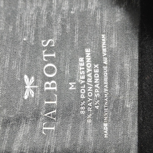 TALBOTS Heathered Grey Button Split Neck Three-Quarter Sleeve Size Medium - Picture 2 of 14